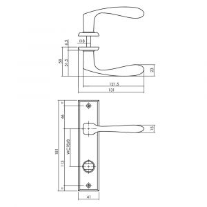 Intersteel Living 0201 deurkruk Banaan met schild 181x41x7 mm WC 78/8 mm mat zwart 0023.020169