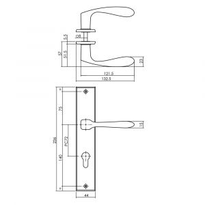 Intersteel Living 0211 deurkruk Banaan met schild 236x44x5 mm PC 72 mm zwart 0023.021136