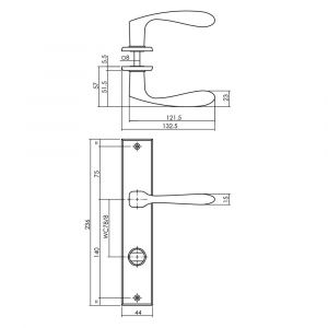 Intersteel Living 0211 deurkruk Banaan met schild 236x44x5 mm WC 78/8 mm zwart 0023.021169