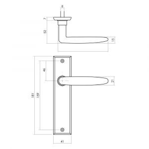 Intersteel Living 0225 deurkruk Sophie met schild 181x41x7 mm blind mat zwart 0023.022511