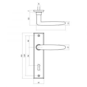 Intersteel Living 0225 deurkruk Sophie met schild 181x41x7 mm sleutelgat 56 mm mat zwart 0023.022524