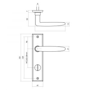 Intersteel Living 0225 deurkruk Sophie met schild 181x41x7 mm WC 63/8 mm mat zwart 0023.022565