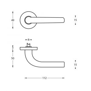 Intersteel Living 0231 deurkruk Elena op rozet zwart 0023.023102