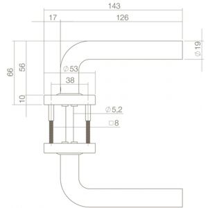 Intersteel Living 0570 deurkruk Luzern op ronde rozet met ring met veer RVS mat zwart 0023.057002