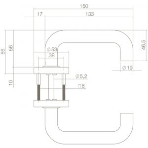 Intersteel Living 0573 deurkruk Bern op ronde rozet met ring met veer RVS mat zwart 0023.057302