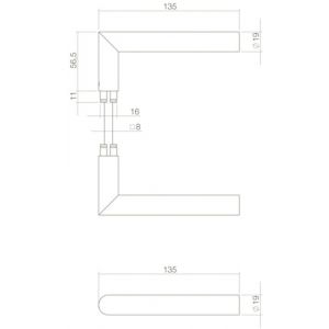 Intersteel Living 0583 deurkruk Jura recht Hoek 90 graden diameter 19 mm RVS mat zwart 0023.058300