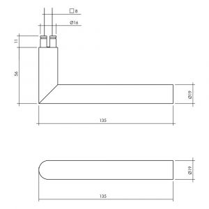 Intersteel Living 0583 gatdeel deurkruk Jura recht Hoek 90 graden diameter 19 mm RVS zwart 0023.058300A