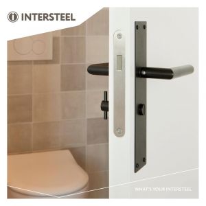 Intersteel Living 0583 deurkruk Jura recht Hoek 90 graden met schild 250x55x2 mm WC 63/8 zwart 0023.058365