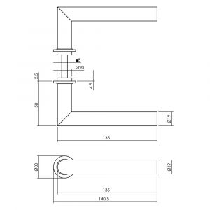 Intersteel Living 0920 deurkruk Jura met ronde minimalistische rozetten zelfklevend diameter 30 mm RVS zwart 0023.092002