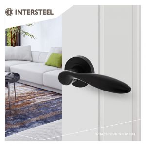 Intersteel Living 1695 deurkruk George op ronde rozet 52x10 mm met nokken mat zwart 0023.169502