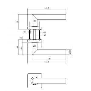 Intersteel Living 1707 deurkruk Bastian op rozet 55x55x10 mm zwart 0023.170702