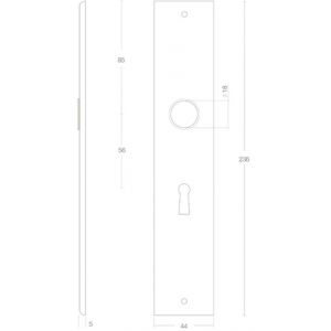 Intersteel Living 2577 langschild rechthoekig sleutelgat 56 mm mat zwart 0023.257724