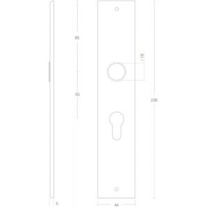 Intersteel Living 2577 langschild rechthoekig profielcilindergat 55 mm mat zwart 0023.257729