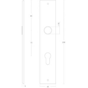 Intersteel Living 2577 langschild rechthoekig profielcilindergat 72 mm mat zwart 0023.257736