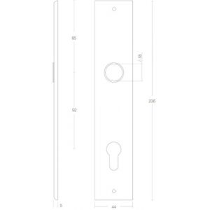 Intersteel Living 2577 langschild rechthoekig profielcilindergat 92 mm mat zwart 0023.257749