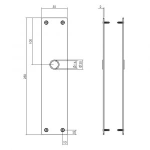 Intersteel Living 2688 schild renovatie rechthoekig 250x55 mm x 2 mm blind RVS mat zwart 0023.268811