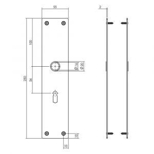 Intersteel Living 2688 schild renovatie rechthoekig 250x55 mm x 2 mm sleutelgat 56 mm RVS mat zwart 0023.268824