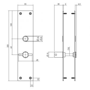 Intersteel Living 2688 schild renovatie rechthoekig 250x55 mm x 2 mm WC 63/8 mm RVS-mat zwart 0023.268865