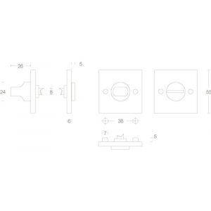 Intersteel Living 3184 WC-sluiting 8 mm met nokken vierkant 55x55x8 mm messing zwart 0023.318460