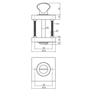 Intersteel Living 3185 WC-sluiting 8 mm verdekt met nokken vierkant 55x55x10 mm zamak zwart 0023.318560