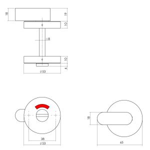 Intersteel Living 3401 WC-sluiting 8 mm staal verdekt diameter 53x10 mm met comfortknop RVS zwart 0023.340160