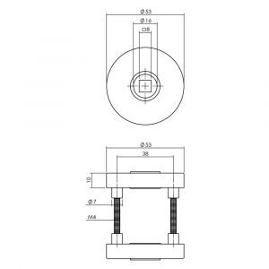 Intersteel Living 3405 rozet massief RVS verdekt met nokken diameter 53x10 mm met 2-weg veerconstructie geheel RVS zwart 0023.340504