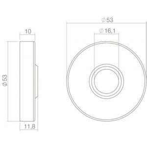 Intersteel Living 3410 rozet staal verdekt diameter 53x10 mm RVS zwart 0023.341004