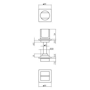 Intersteel Living 3439 WC-sluiting 8 mm minimalistisch zelfklevend vierkant 30x30x2,5 mm RVS zwart 0023.343960