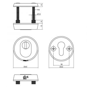 Intersteel Living 3750 SKG3 veiligheids rozet rond diameter 60 mm met kerntrek beveiliging aluminium-zwart 0023.375002