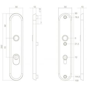 Intersteel Living 3961 SKG3 veiligheids schilden doorgaand profielcilindergat 72 mm met kerntrek beveiliging RVS-mat zwart 0023.396136