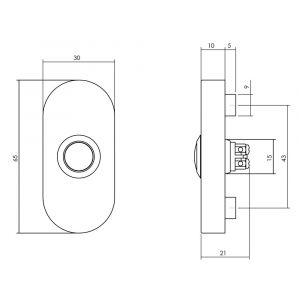 Intersteel Living 3990 beldrukker ovaal verdekt 65x30x10 mm RVS-mat zwart 0023.399026