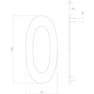 Intersteel Living 4020 huisnummer 0 150 mm RVS-mat zwart 0023.402040