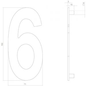 Intersteel Living 4020 huisnummer 6 150 mm RVS-mat zwart 0023.402046