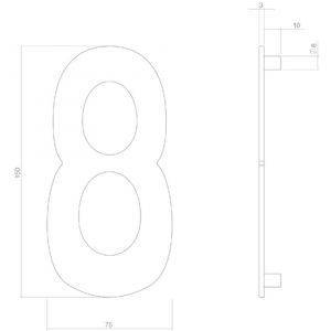 Intersteel Living 4020 huisnummer 8 150 mm RVS-mat zwart 0023.402048