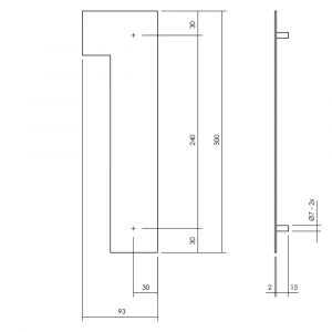 Intersteel Living 4021 huisnummer 1 XL hoogte 300 mm RVS-mat zwart 0023.402111