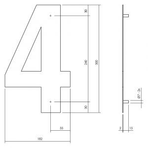 Intersteel Living 4021 huisnummer 4 XL hoogte 300 mm RVS-mat zwart 0023.402114