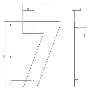 Intersteel Living 4021 huisnummer 7 XL hoogte 300 mm RVS-mat zwart 0023.402117