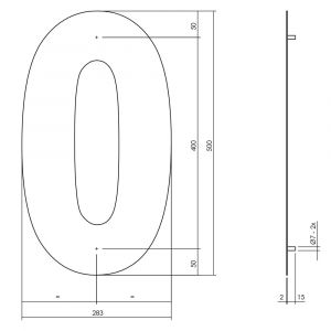 Intersteel Living 4021 huisnummer 0 XXL hoogte 500 mm RVS-mat zwart 0023.402120