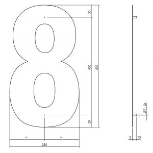 Intersteel Living 4021 huisnummer 8 XXL hoogte 500 mm RVS-mat zwart 0023.402128