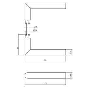 Intersteel Living 4057 set achterdeurbeslag vierkant deurkruk Jura met massieve rozetten RVS mat zwart 0023.405720