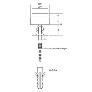 Intersteel Living 4420 deurstop Vloermontage diameter 30x40 mm zwart 0023.442070