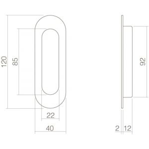 Intersteel Living 4476 schuifdeurkom ovaal 120x40 mm blind zwart 0023.447681