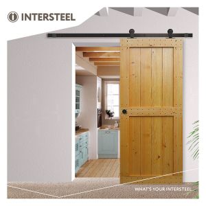 Intersteel Living 4501 schuifdeursysteem 2 meter hangrollen recht 130 mm staal mat zwart 0023.450100