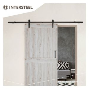 Intersteel Living 4501 schuifdeursysteem 2 meter hangrollen recht 290 mm staal mat zwart 0023.450101