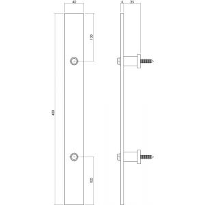 Intersteel Living 4501 deurgreep plat 400 mm x 40 mm voor schuifdeur mat zwart 0023.450111