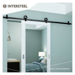 Intersteel Living 4501 schuifdeursysteem 2 meter hangrollen met open wiel 155 mm staal mat zwart 0023.450122