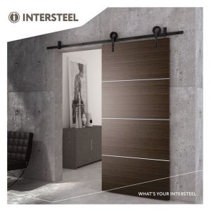 Intersteel Living 4501 schuifdeursysteem 2 meter hangrollen met open wiel 255 mm staal mat zwart 0023.450123