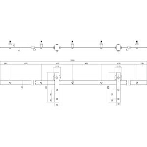 Intersteel Living 4501 schuifdeursysteem 2 meter voor glazen deur hangrollen recht 290 mm staal mat zwart 0023.450125