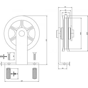 Intersteel Living 4501 set van 2 rollers spaakwiel 170 mm voor schuifdeursysteem 450120 met bevestiging staal mat zwart 0023.450131