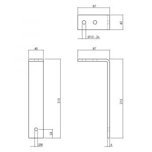 Intersteel Living 4501 set van 5 plafondbeugels 216 mm voor schuifdeursysteem 2 m staal mat zwart 0023.450150